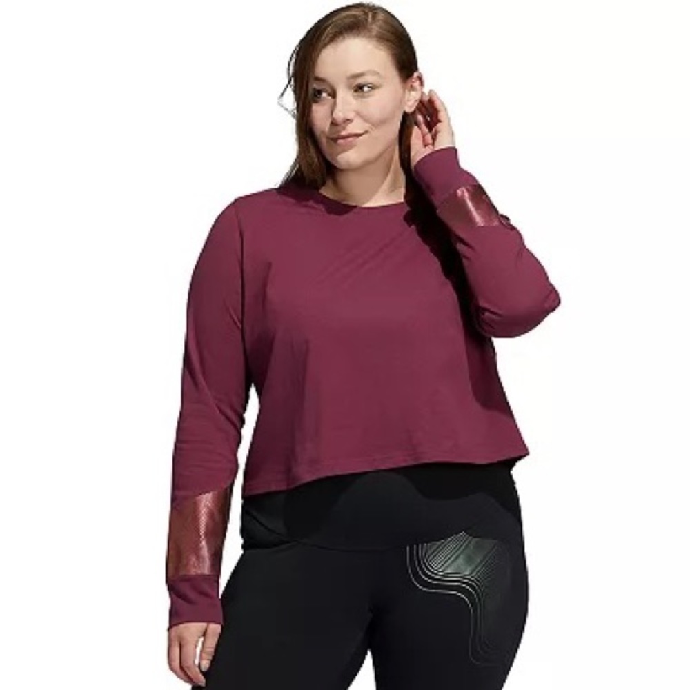 Adidas Long Sleeve Sport Purple Crop Top Long Sleeve Tee Women’s Plus Size 1X